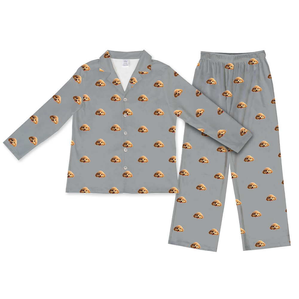 This is a cartoon pajama set contains a long sleeve shirt with buttons and a long pajama[LongSleevePajamaShirt&PantsSet]
