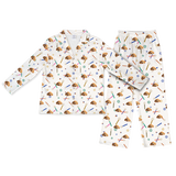 Children's pajama set with cartoon dog and eight nightspattern on a white background[EightNightsLongSleevePajamaShirt&PantsSet]