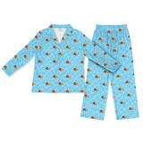 This is a cartoon pajama set contains a long sleeve shirt with buttons and a long pajama[LongSleevePajamaShirt&PantsSet]