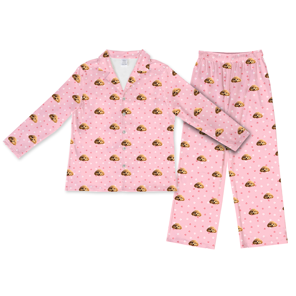 This is a cartoon pajama set contains a long sleeve shirt with buttons and a long pajama[LongSleevePajamaShirt&PantsSet]
