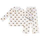 Children's pajama set with cartoon dog pattern on a white background[PawsandBonesLongSleevePajamaShirt&PantsSet]