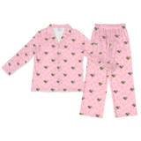 This is a pajama set contains a long sleeve shirt with buttons and a long pajama[LightPinkPawsLongSleevePajamaShirt&PantsSet($93.00)]