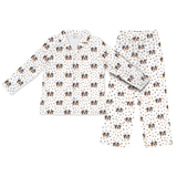 Pajama set with dog pattern on a white background