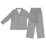 This is a pajama set contains a long sleeve shirt with buttons and a long pajama[SlateGrayLongSleevePajamaShirt&PantsSet($93.00)]