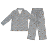 This is a pajama set contains a long sleeve shirt with buttons and a long pajama[SlateGrayPawsLongSleevePajamaShirt&PantsSet]
