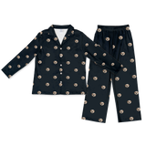 This is a pajama set contains a long sleeve shirt with buttons and a long pajama[BlackLongSleevePajamaShirt&PantsSet($93.00)]