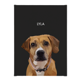 No framed 'Lyla' dog portrait on a black 12x16 canvas background.