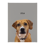 No framed 'Lyla' dog portrait on a gray 12x16 canvas background.