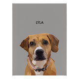 No framed 'Lyla' dog portrait on a gray 18x24 canvas background.