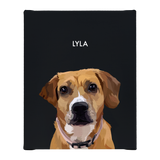 No framed 'Lyla' dog portrait on a black 8x10 canvas background.