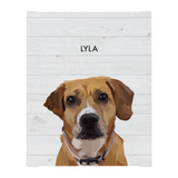 No framed 'Lyla' dog portrait on a white wood 8x10 canvas background.