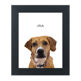 A custom memorial portrait of a pet dog named Lyla, depicted in a framed illustration. White8"x10"GalleryPaperFrameBlack