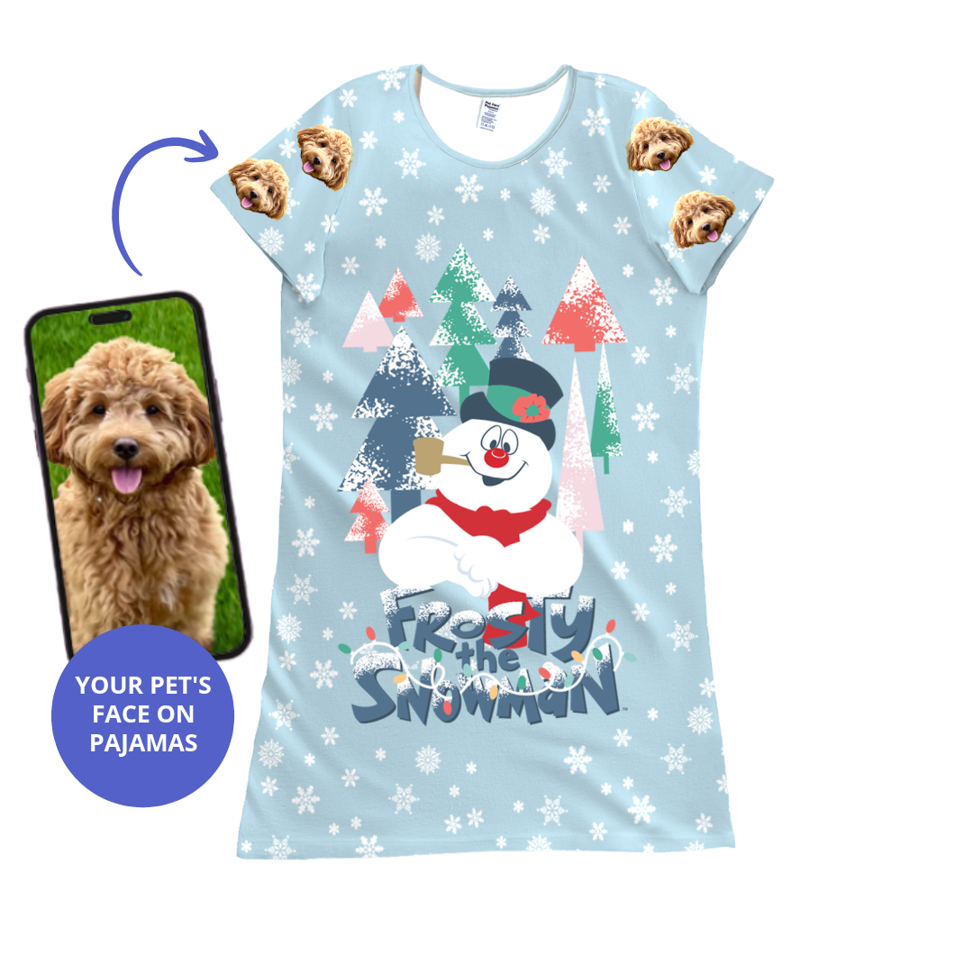 Frosty The Snowman Christmas Nightgown Pajamas With Your Pet's Face