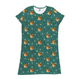This is a nightgown in a Green Paws print with repeating pet faces on it[GreenPawsNightgown]