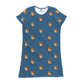 This is a nightgown in a Solid Blue print with repeating pet faces on it[SolidBlueNightgown]