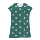 This is a nightgown in a Solid Green print with repeating pet faces on it[SolidGreenNightgown]