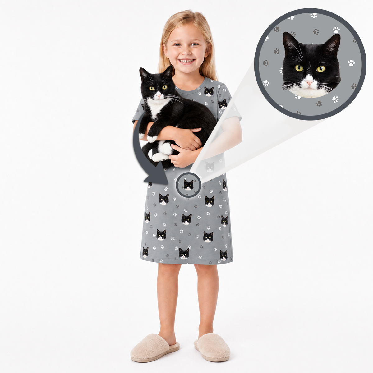 Kids Custom Pet Face Nightgowns