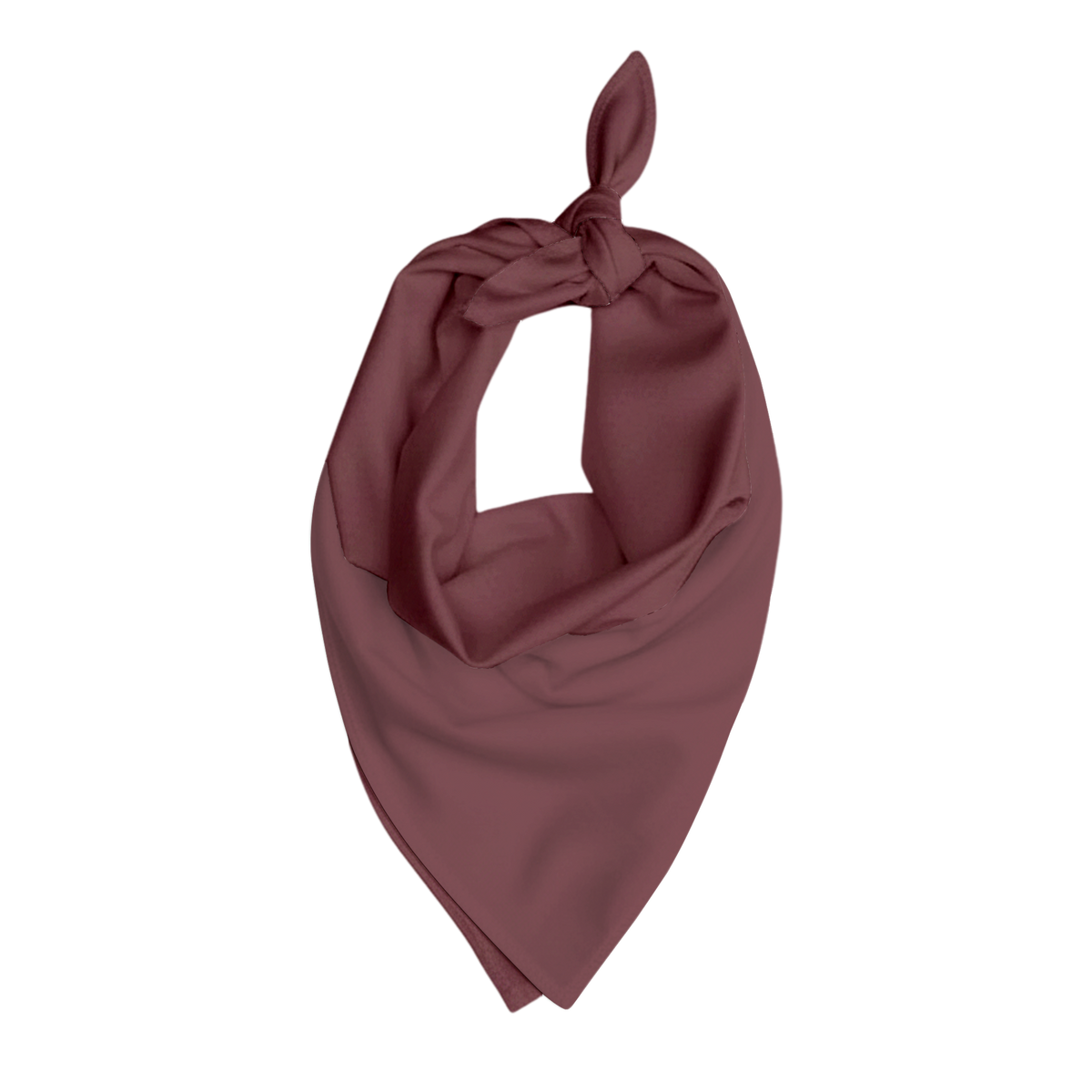 Solid maroon pet bandana with a smooth fabric texture, shown tied at the top in a triangular shape against a matching maroon background