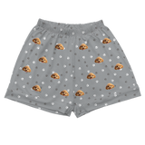 Children's pajama shorts with cartoon dog pattern on a gray paws background[SlateGrayPawsPajamaShorts]