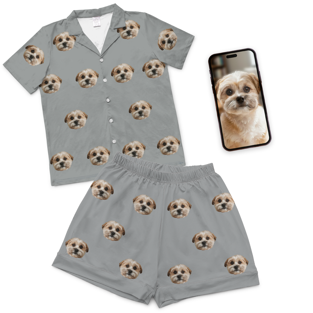 Adult Custom Pet Face Pajamas - Slate Gray