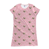 Pink nightgown with dog paws pattern on a white background[LightPinkPaws]