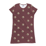 Maroon nightgown with dog pattern on a white background[Maroon]