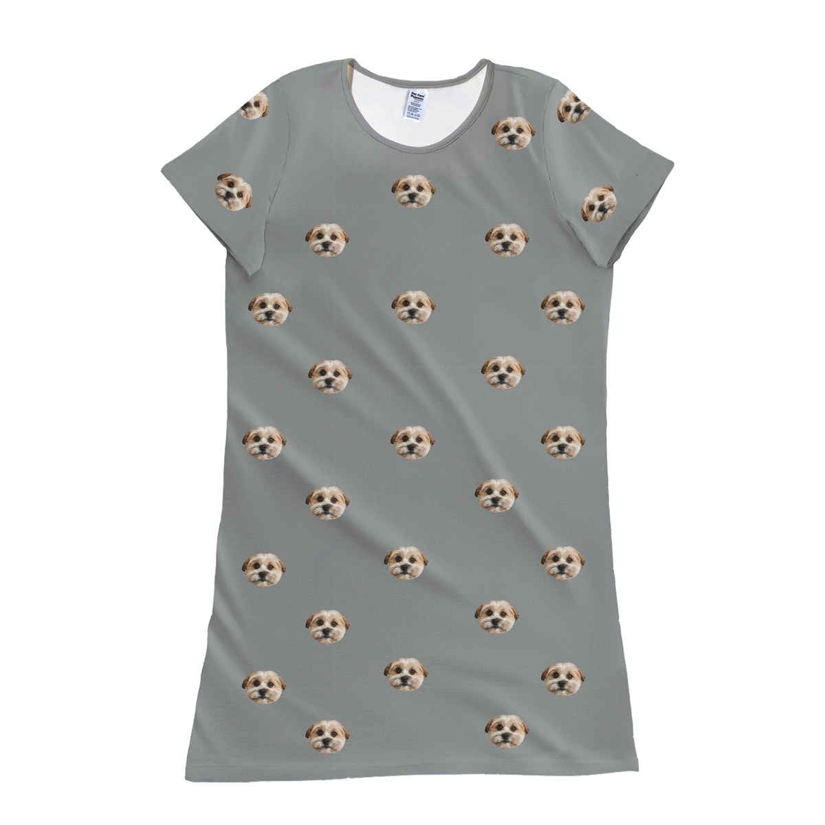 Gray nightgown with dog pattern on a white background