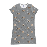 Gray nightgown with dog paws pattern on a white background[SlateGrayPaws]