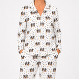 Pajama set with dog pattern on a white background