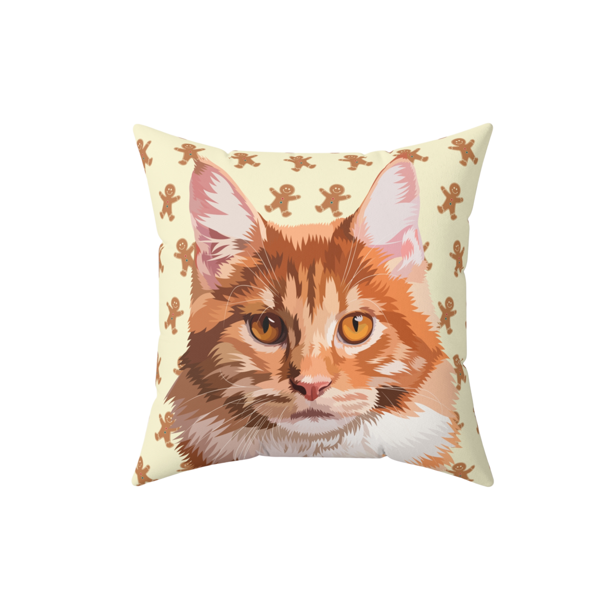 Pillow with a cat design on a beige background
