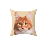 Yellow pillow with the face of a cat