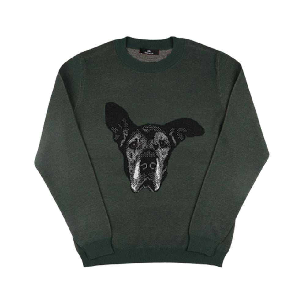 Dark green with a black dog 