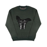 Dark green with a black dog 
