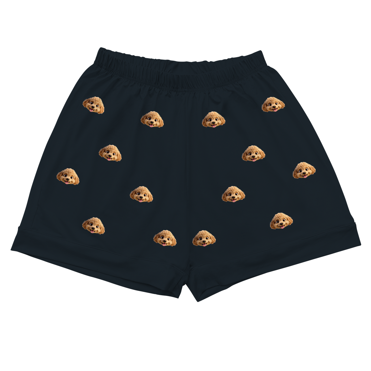 Children's pajama shorts with cartoon dog pattern on a black background[BlackPajamaShorts]