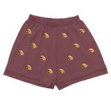 Children's pajama shorts with cartoon dog pattern on a maroon background[MaroonPajamaShorts]