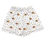Children's pajama shorts with cartoon dog pattern on a paws and bones background[PawsandBonesPajamaShorts]