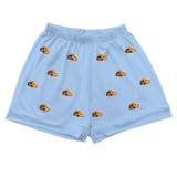 Children's pajama shorts with cartoon dog pattern on a sky blue background[SkyBluePajamaShorts]