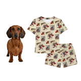 Supergirl-themed pajama set with t-shirt and shorts on a white background