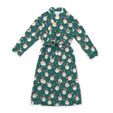 This is a robe in a Santa print with repeating pet faces on it[SantaRobe]