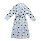 This is a robe in a Snowy Gingham print with repeating pet faces on it[SnowyGinghamRobe]