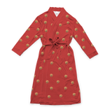 This is a robe in a Solid Red print with repeating pet faces on it[SolidRedRobe]
