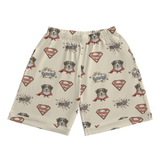 Shorts with Superman logo and dog pattern on a white background