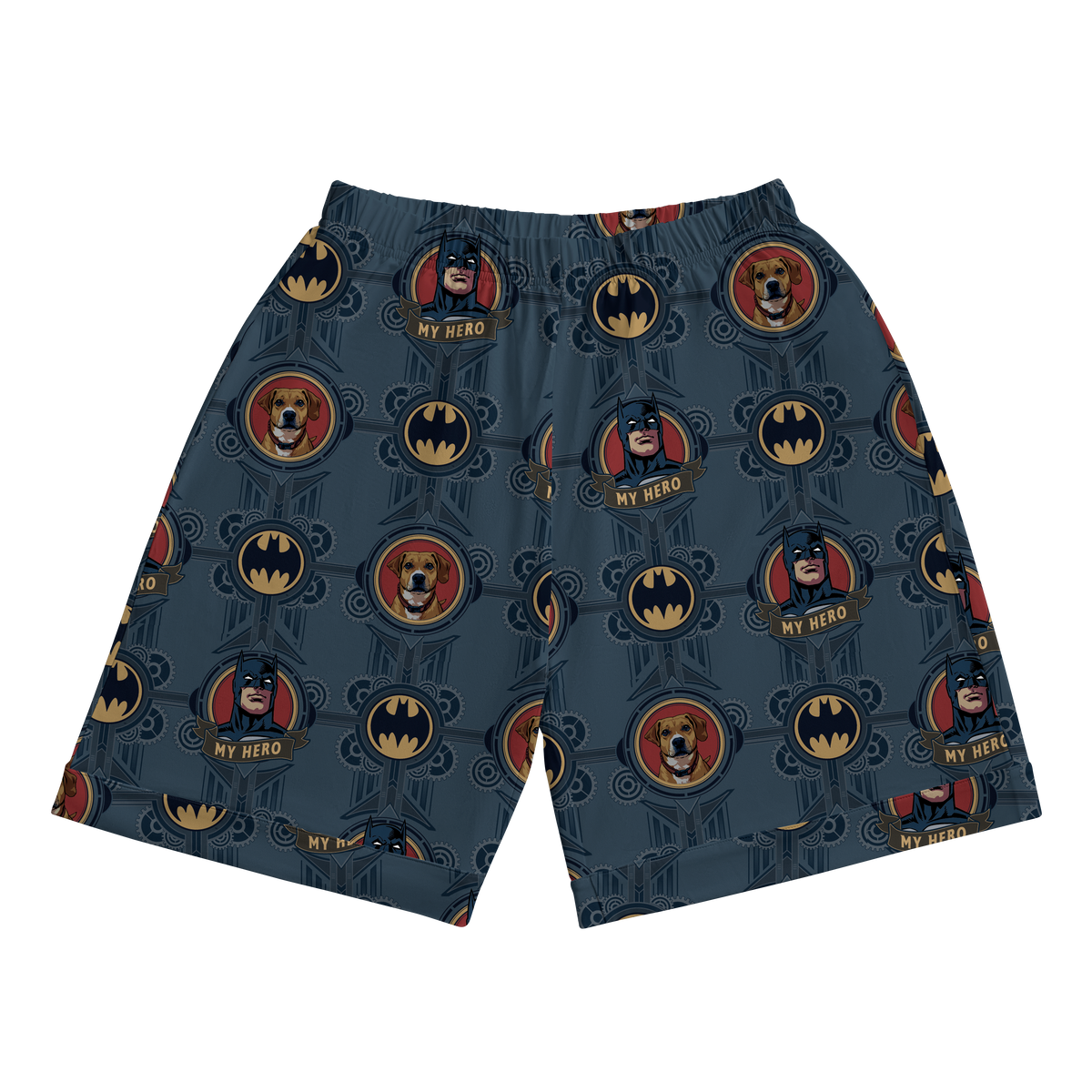 Children's shorts with batman pattern on a white background
