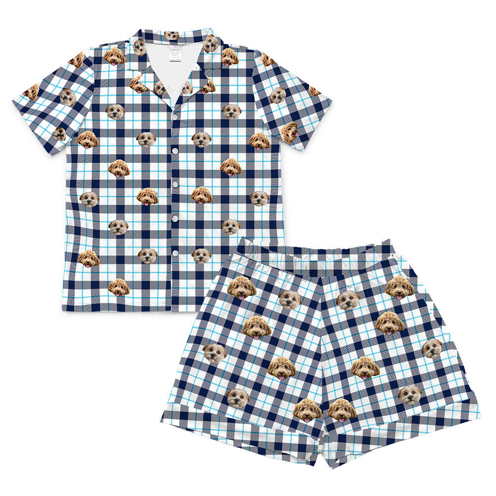 BluePlaidPajamaSet(Shirt&amp;Shorts)4-InchInseamShorts2PetImages(+$4.00)