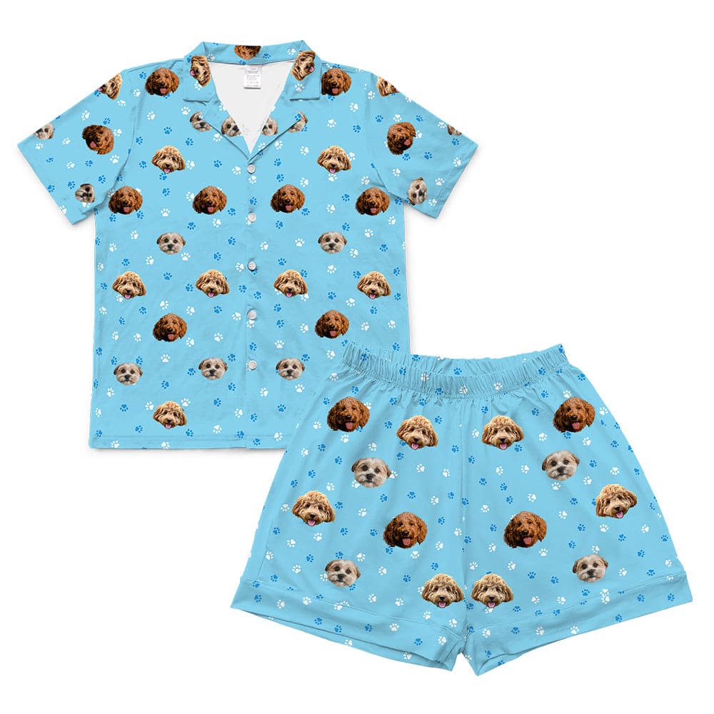 LightBluePawsShortPajamaSet(Shirt&Shorts)3Pets