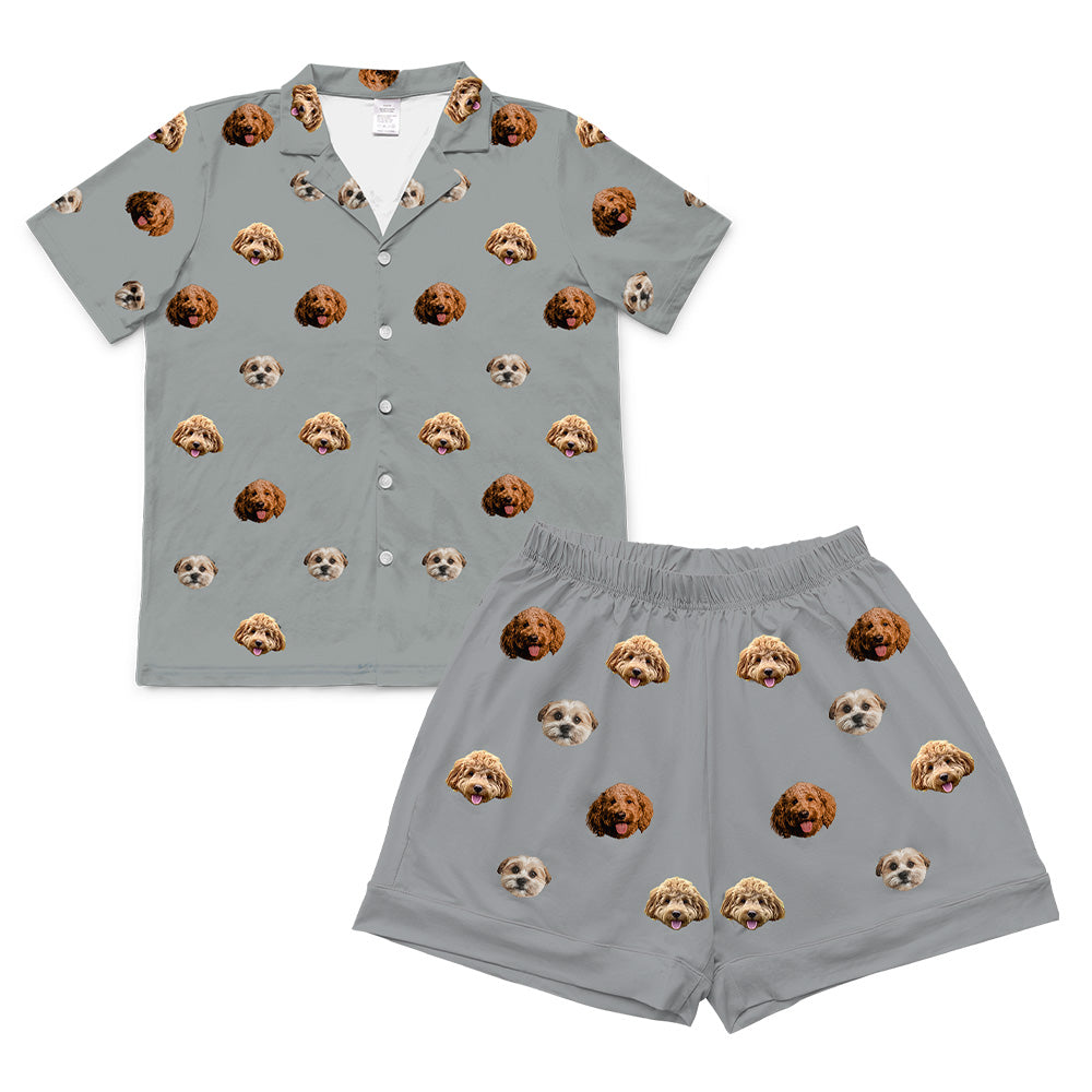 SlateGrayPajamaSet(Shirt&Shorts)3Pets
