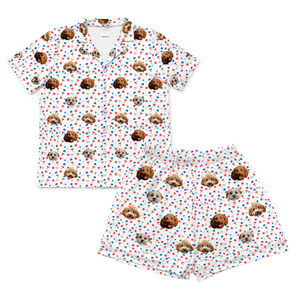 Stars&amp;PopsPajamaSet(Shirt&amp;Shorts)4-InchInseamShorts3PetImages(+$8.00)