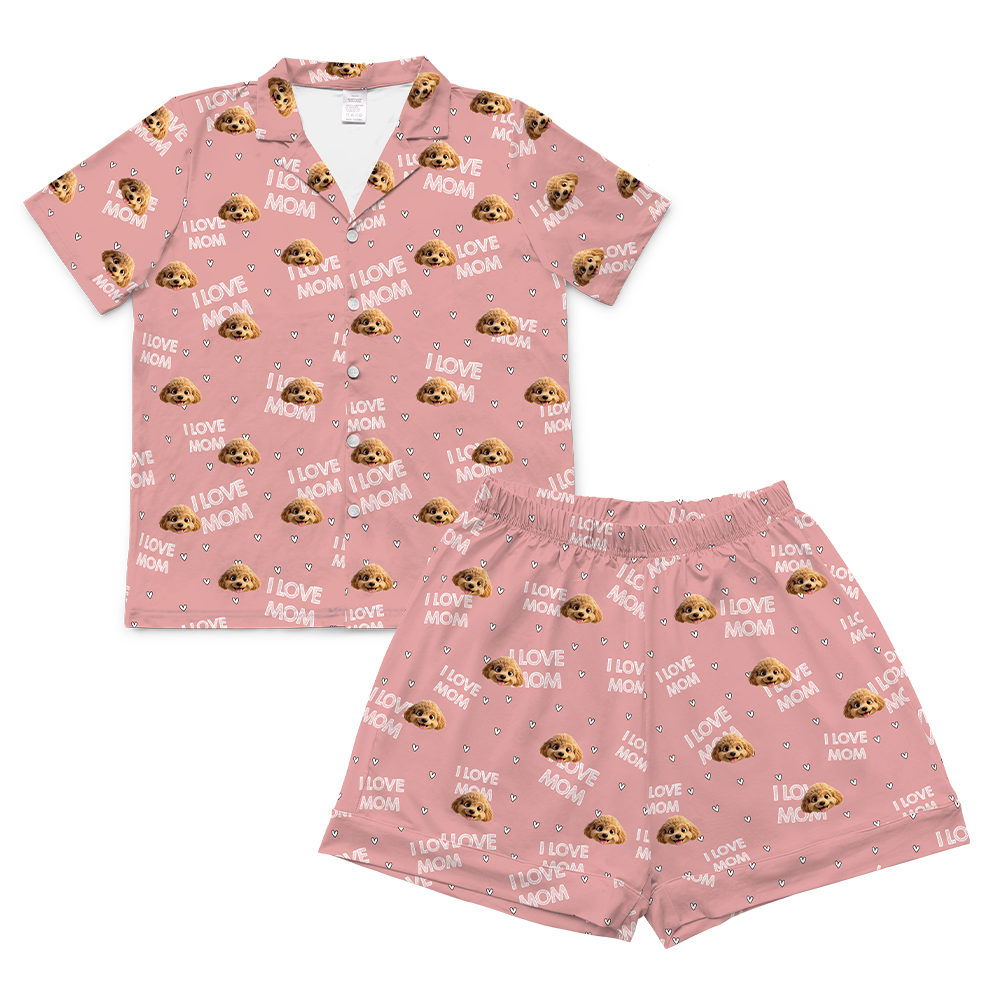 This is a cartoon pajama set which contains a short sleeve shirt with buttons and a short pajama[ShortSleevePajamaShirt&ShortsSet]