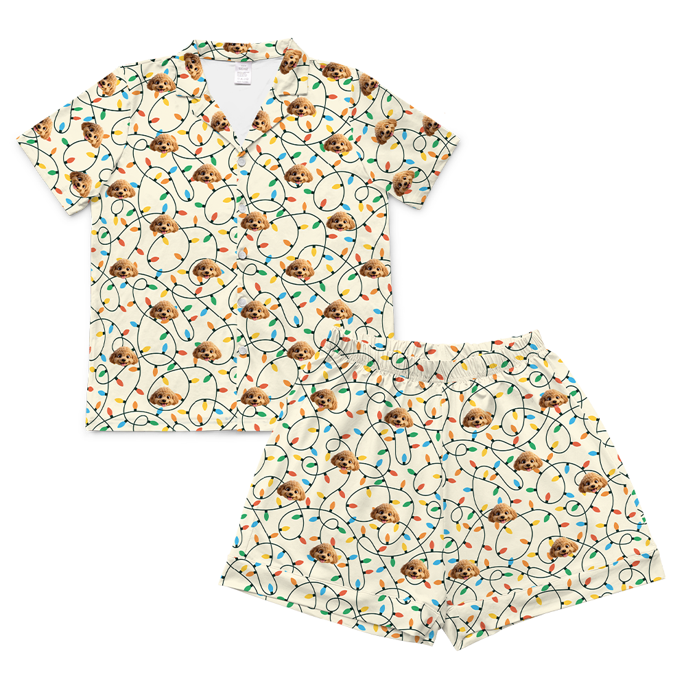 ChristmasLightsShortSleevePajamaShirt&ShortsSet