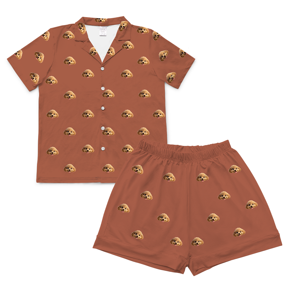This is a pajama set which contains a short sleeve shirt with buttons and a short pajama[ShortSleevePajamaShirt&ShortsSet]